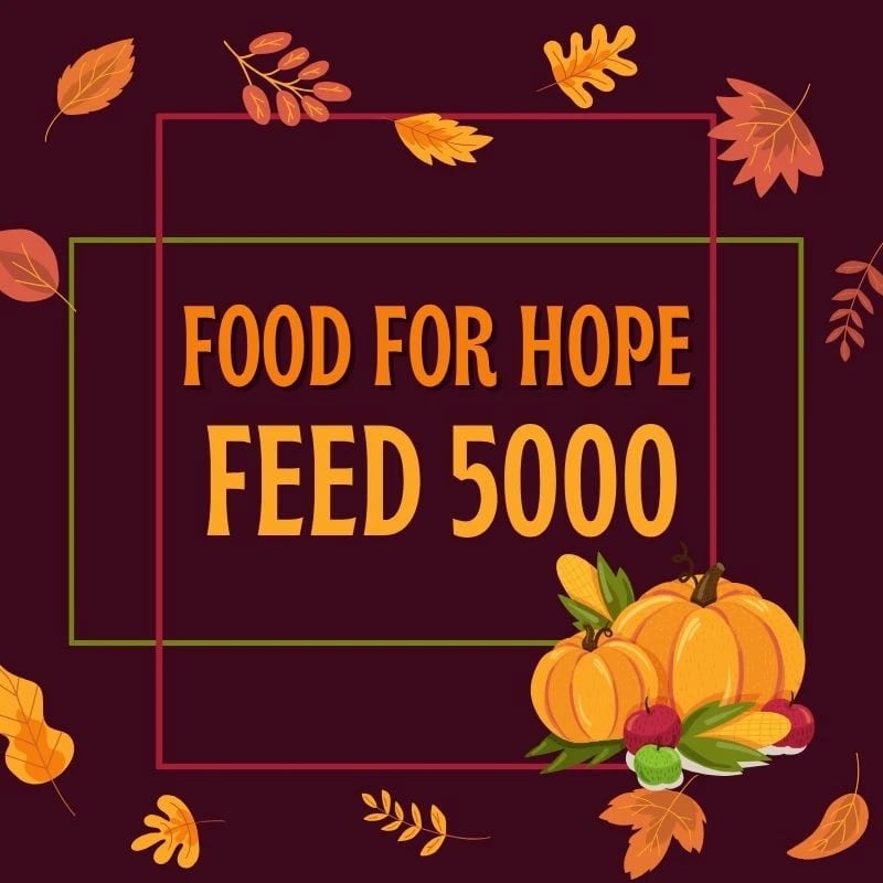 FEED 5000 is Back — and It’s a Friendly Competition! Please donate $35 to help Summit of Peace and&nbsp; Food for Hope provide Thanksgiving dinners for families in need right here in our community.&nbsp;